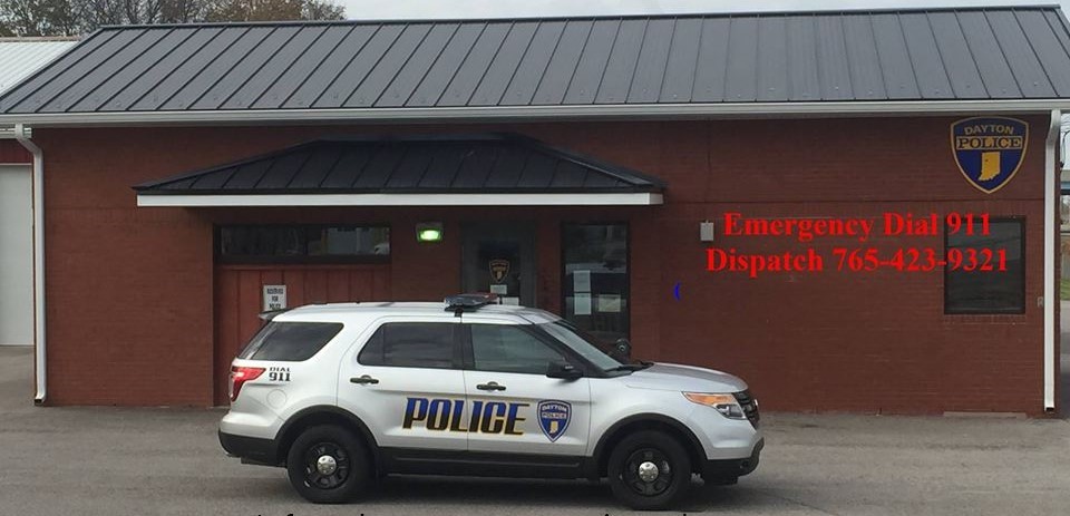 dayton indiana police car parked in front of police department